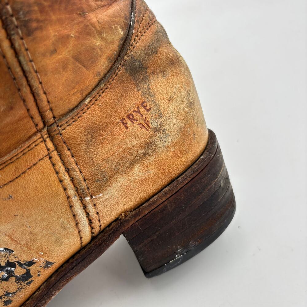 Vintage Frye Campus 14L Boots Women's 8B Square Toe Western Boho Paint Splatter - Picture 8 of 15